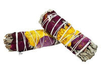 4" White Sage Smudge Stick with Rose Petals
